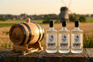 Eikenhouten rijpingsvat van 1,5 liter met Belgian Owl new make spirit
